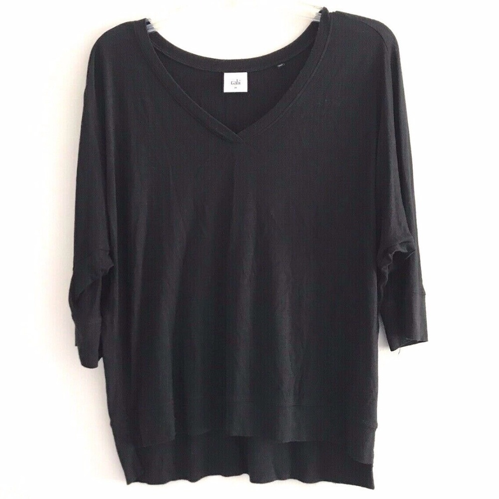 Cabi | Tempt Tee Women Medium Stretchy V Neck Dolman Sleeve Black Relaxed Fit